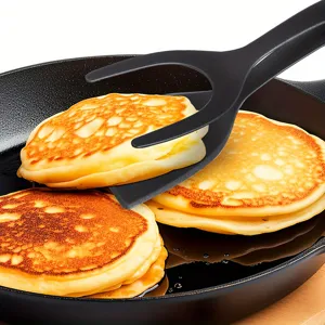 2-in-1 kitchen spatula and food tong, perfect for flipping pancakes and eggs safely.