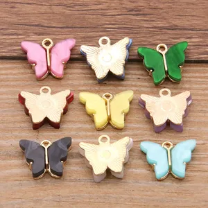 Colorful resin acrylic butterfly charms for DIY jewelry making, necklace and bag pendants.