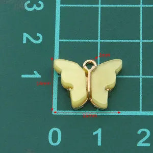 DIY resin acrylic butterfly pendant charm for necklace bag making, size 14x15mm, 1 pc.