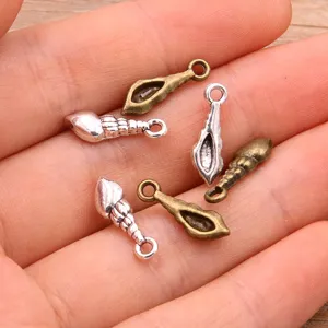 Ciondoli a conchiglia in lega di zinco, bronzo antico e argento per accessori di gioielli.