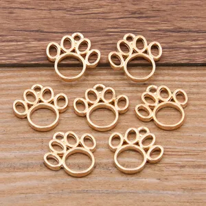 Goldfarbene Metall Pfoten Abdruck Anhänger für DIY Schmuck Herstellung Accessoires.