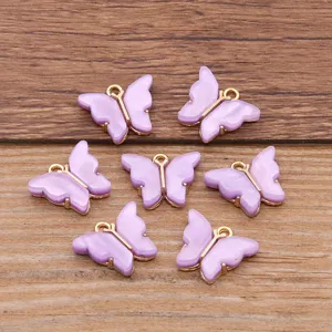 DIY purple resin acrylic butterfly charms pendants for necklace jewelry making details