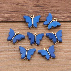14x15mm DIY Resin Acrylic Butterfly Pendant Charms for Necklace Bag Jewelry Making 9 Colors