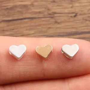 Perles d'espacement cœur en alliage DIY 6x7mm breloque or argent pour collier bracelet