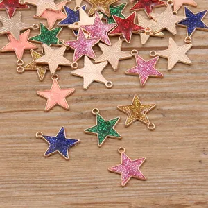Pendentifs étoiles à paillettes en alliage coloré pour la fabrication de bijoux DIY.
