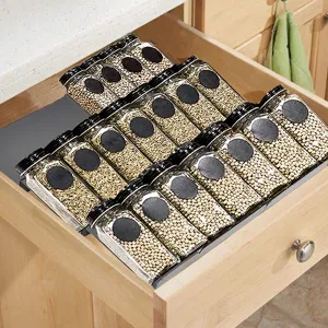 Organizer rack μπαχαρικών συρταριού κουζίνας, κλιμακωτός δίσκος αποθήκευσης.