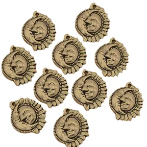 Pendentifs visage soleil et lune en bronze antique alliage de zinc pour loisirs créatifs.