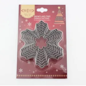 Stainless steel snowflake cookie cutters 9 pieces set baking mold tool DIY pastry maker