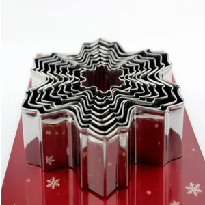 Stainless steel snowflake cookie cutter set 9-piece DIY baking mold for biscuits and cakes