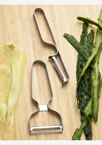 Juego de pelador de cocina de acero inoxidable, doble pelador de fruta con cuchillas rectas y en Y.