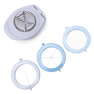 Multi-functional egg slicer with interchangeable stainless steel wire cutting discs detail.