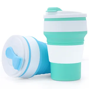 Portable Silicone Folding Water Cup Retractable Travel Coffee Mug With Lid And Insulation Ring Leakproof Outdoor Drinkware