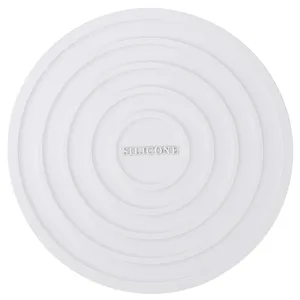 Witte siliconen hittebestendige mat detailweergave, ronde onderzetter antislip warmte.