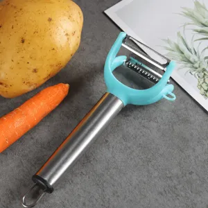 Stainless steel dual head vegetable peeler and multi-functional julienne slicer for kitchen use
