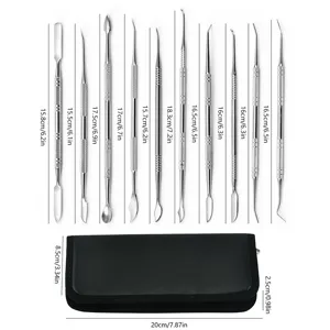 Ensemble d'outils de sculpture en argile en acier inoxydable 10pcs avec étui de rangement.