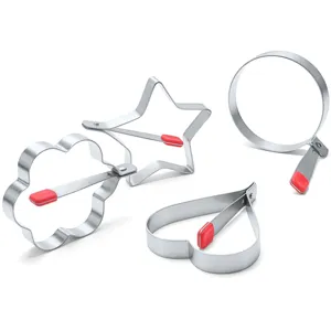 Stainless Steel Fried Egg Maker Heart Star Round Plum Blossom Shape Mold Kitchen Cooking Tool With Anti-Scald Handle