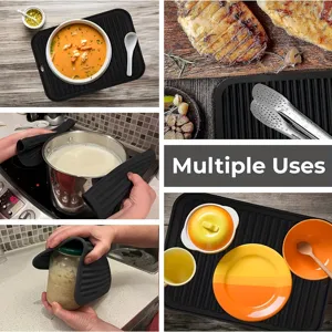 Silicone heat resistant drying mat detail showing multi-use kitchen applications clearly.