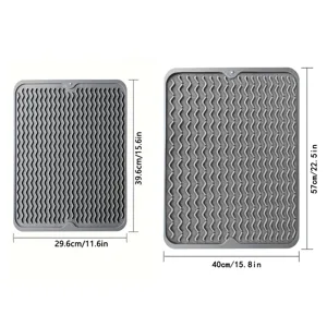 Silicone dish drying mat heat resistant non-slip kitchen counter top large drain pad.