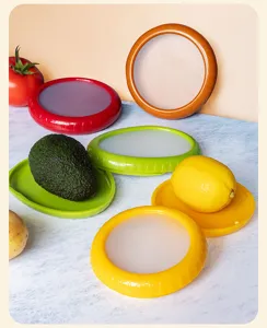 Silicone food stretch lids set, reusable fresh keeping covers for fruits, kitchen tools.