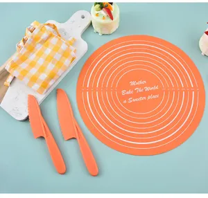 Tappetino per pasticceria in silicone rotondo con anelli di misurazione per cucina.