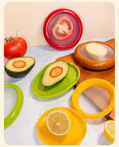 Silicone fruit saver stretch lids set, fresh keeping food cover for refrigerator storage detail.