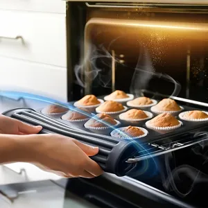 Heat-resistant silicone baking mat shown in oven use, flexible and durable kitchen detail view.