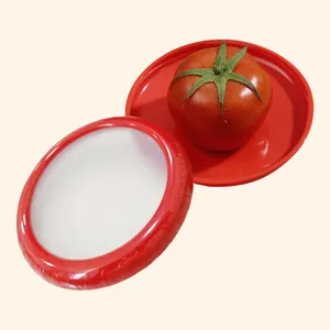 Silicone food stretch lid and fresh keeping cover for refrigerator, red kitchen food storage tool.