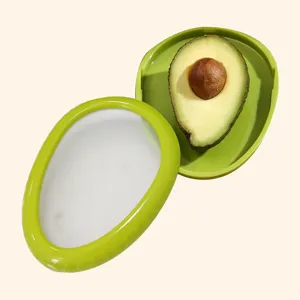 Reusable avocado saver container with elastic silicone film lid for refrigerator food storage