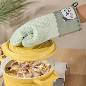 Gant de cuisine en silicone avec motif d'animal mignon, gant de cuisson résistant.
