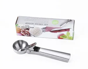 Stainless Steel Ice Cream Scoop with Trigger Release Mechanism Kitchen Gadget 45mm