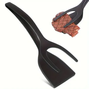 Multifunctional Dual Use Kitchen Spatula And Food Tongs Heat Resistant Nylon Flipping Clip For Cooking Pancake Fish Steak