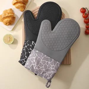Guanti da Cucina in Silicone Resistenti al Calore Motivo Cervo Spessi Guanti Antiscivolo per Forno Microonde