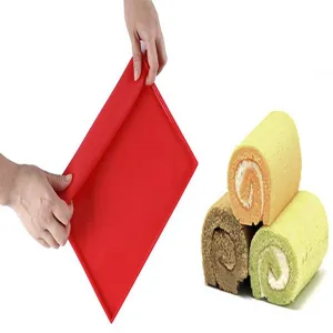 Silicone Swiss roll baking mat flexible red non-stick pastry pad high temperature resistant
