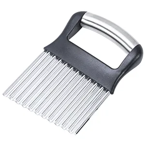 Stainless steel crinkle cutter blade detail for cutting potatoes and vegetables easily.