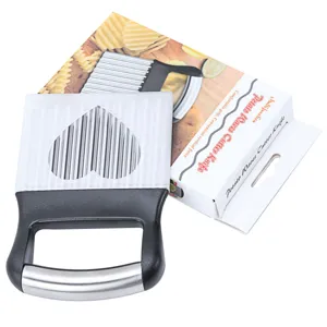 Stainless steel potato cutter knife detail showing the wavy blade and ergonomic black handle.