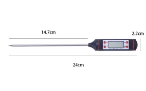 Digitales Bratenthermometer Edelstahl-Sonde Detailansicht für Kochen BBQ Grill Temperatur