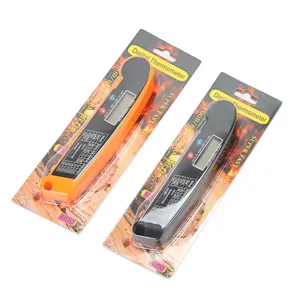 Digitales BBQ Thermometer Detail, klappbarer Fleisch Temperaturfuehler mit Display.
