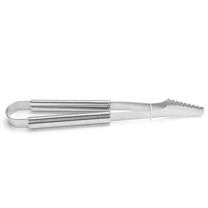 Stainless steel food tong for BBQ, kitchen, and outdoor cooking use, durable and practical.