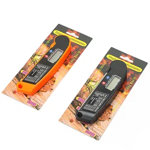 Digitales Grillthermometer mit Klappsonde und Gartabelle für Fleisch, BBQ und Küche.