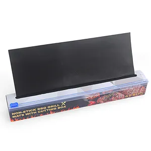 Non-stick BBQ grill mat with cutting box, high temperature resistant Teflon oven liner tool.
