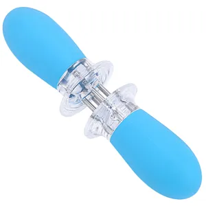 Stainless steel corn holder detail with blue TPR handle, ideal for BBQ and outdoor grilling.
