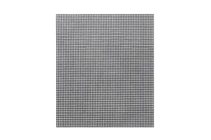 Close-up detail of black fiberglass BBQ grill mesh mat, non-stick fine grid texture design.