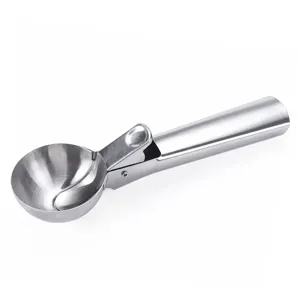 Stainless steel ice cream scoop trigger release kitchen tool heavy duty cookie dough spoon