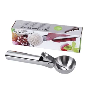 Stainless Steel Ice Cream Scoop with Trigger 55mm Diameter Metal Cookie Dough Digger