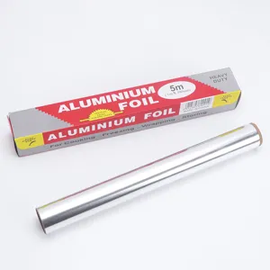 Durable 5m aluminium foil roll for baking, cooking, and food storage. Heavy duty quality.