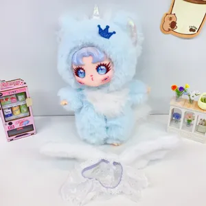 Lindo colgante de peluche unicornio, suave encanto de bolsa azul y llavero esponjoso tierno.
