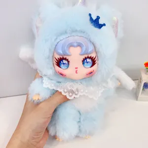 Colgante de peluche de unicornio azul lindo esponjoso macaron bolso encanto llavero kawaii regalo