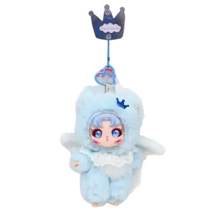 Lindo peluche de unicornio azul llavero suave colgante de bolsa accesorio tierno