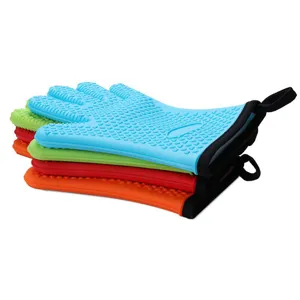 Guanti da forno in silicone spessi cinque dita resistenti al calore per la cucina