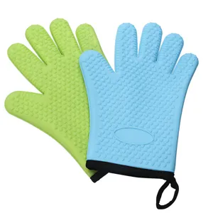 Guanti da forno in silicone spessi 5 dita resistenti al calore cucina set 2 pezzi